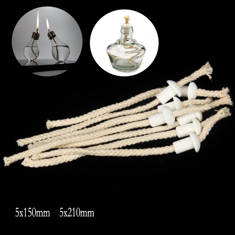 7Pcs Olie Lamp Lont Houder Porselein Houders Torch Wijn Fles Olie Kaars Brander Kachel Katoenen Lont Lamp Fiber Glas kerosine Lont