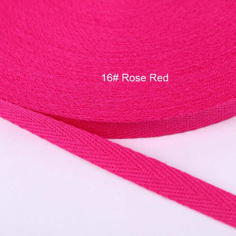 50 Yards/Roll 20mm Cotton Ribbon Herringbone Twill Bias Binding Tape For Bag Clothing Strap Handmade Garment Sewing 37 Colors: 16 rose red 20mm