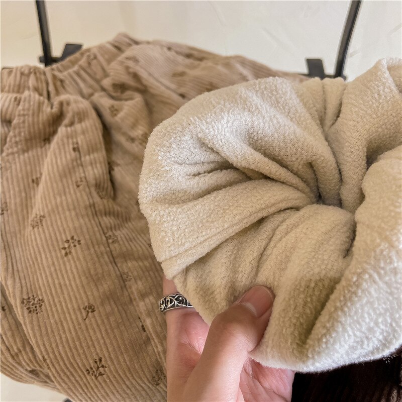 Honeycherry Kinderen Winter Kleding Kinderen Koreaanse Corduroy Plus Fluwelen Casual Broek Meisjes Winter Harembroek