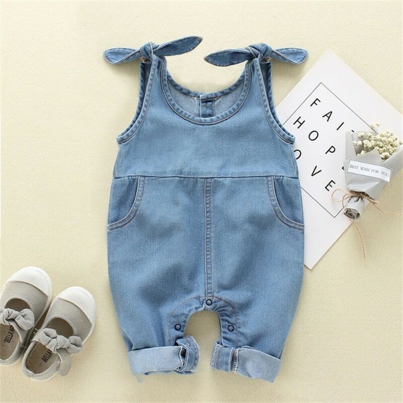Baby Denim Jumpsuit Romper Sleeveless Playsuit Overall Newborn Boy Girl Clothes
