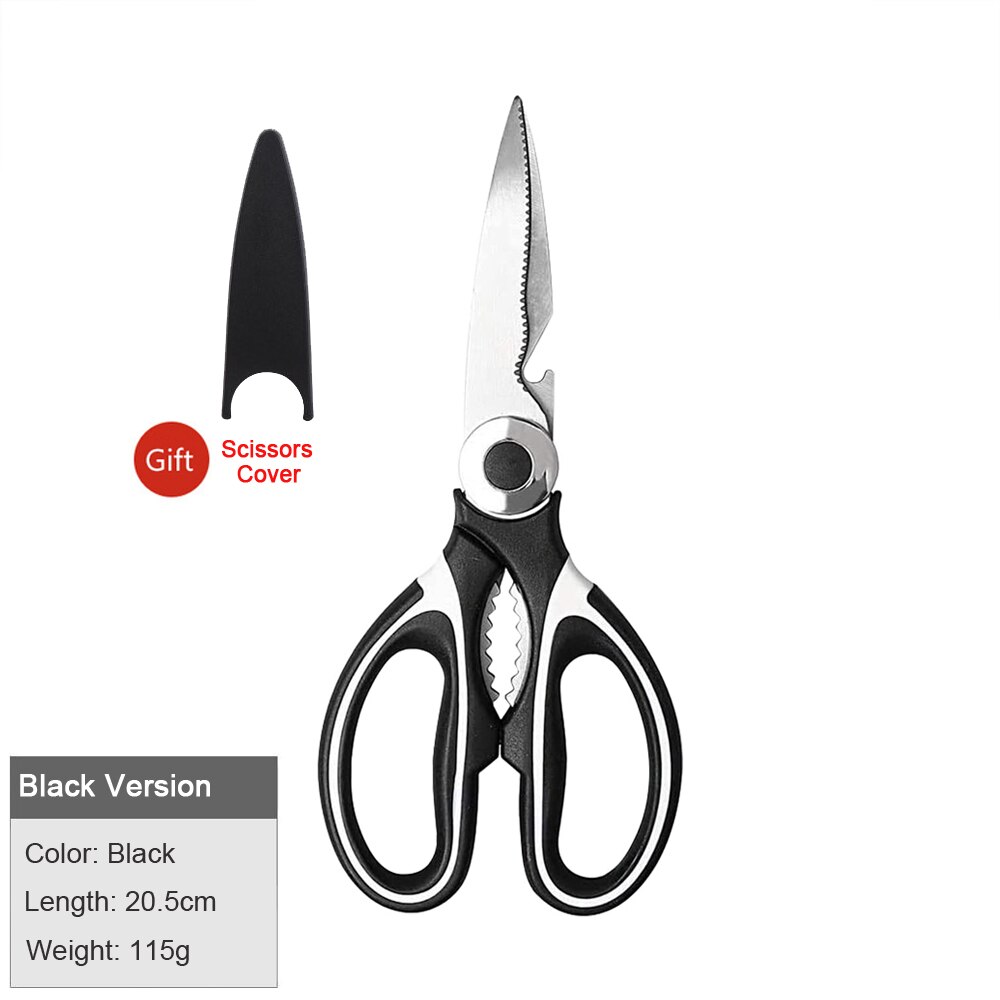 Kitchen Scissors Multi-Purpose Kitchen Shears Heavy Duty Stainless Steal Safe Food Scissors for Chicken Poultry Fish Meat: 1 pack black