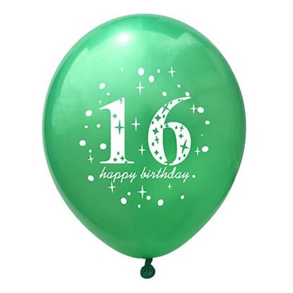 5 Stuks 12 "Nummer 16 Latex Ballonnen 16 Jaar Happy Birthday Benodigdheden Roze Paars Zwart Groen Globos kinderen Speelgoed: Green