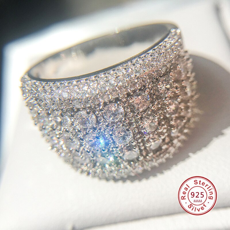 Anillos de piedra circón AAA para mujer, Plata de Ley 925 grande, joyería Anillos de Compromiso de boda