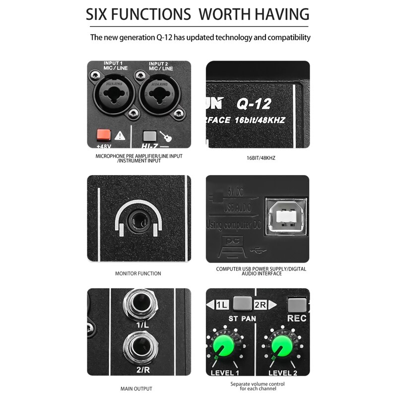 Live Sound Card Home Party Sound Mixer Noise Reduction Voice Changer Stereo Sound Card for Recording Studio Personal