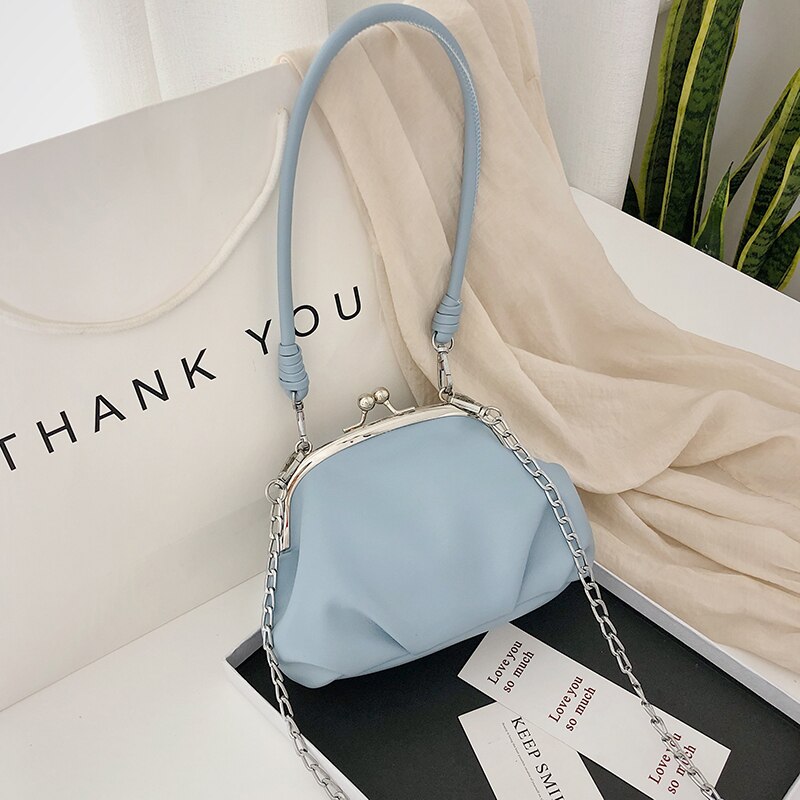 Western stijl effen kleur handtas stijl getextureerde dames ketting schoudertas zomer schelpentas