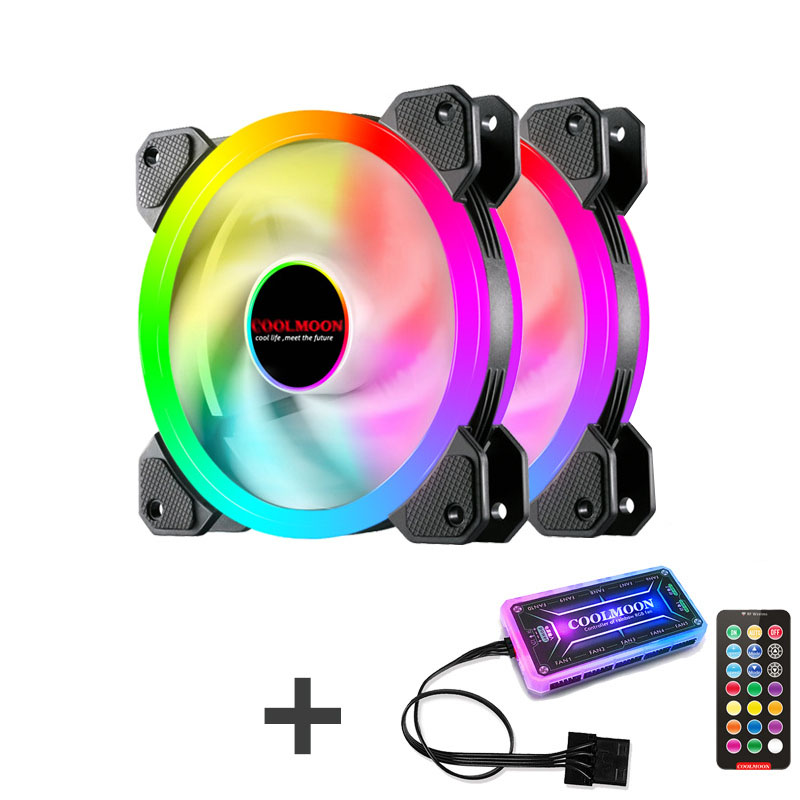 Computer Case PC Cooling Fan RGB Adjust LED 120mm Quiet + IR Remote Computer Cooler Cooling RGB Case Fan For CPU: Blue