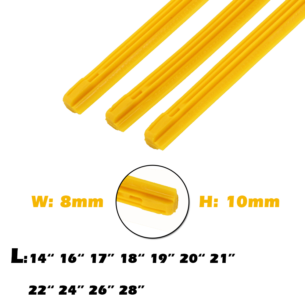 BEMOST 1PCS Car Wiper Blade Windscreen Yellow Silica Gel Replacement Strip 8MM 14"16"17"18"19"20"21"22"24"26"28"Auto Accessories