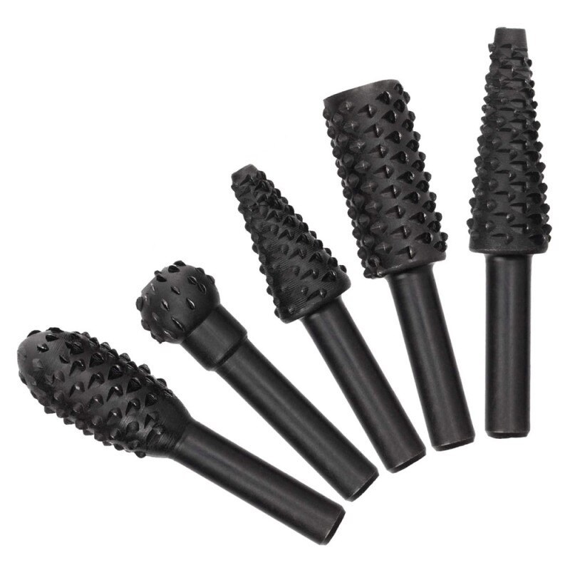 5 stuks stalen boorbits roterende vijlen /10 schacht roterende 1/4 frezen houtboren slijpen houtbewerking handgereedschap houtsnijgereedschap: 1