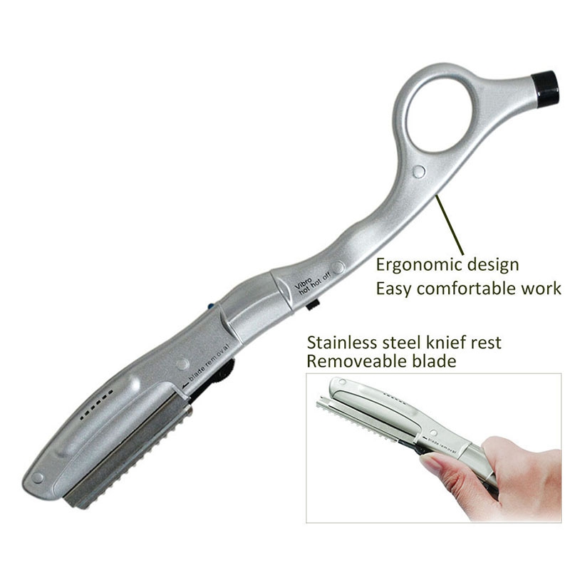 Maquinilla de afeitar eléctrica para cabello, afeitadora con calefacción vibratoria ultrasónico para corte de pelo, herramienta de extensión de cabello de Belleza del cabello humano