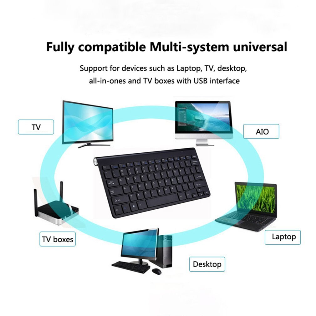 2.4G Wireless Keyboard and Mouse Mini Multimedia Keyboard Mouse Combo Set For Notebook Laptop Mac Desktop PC TV