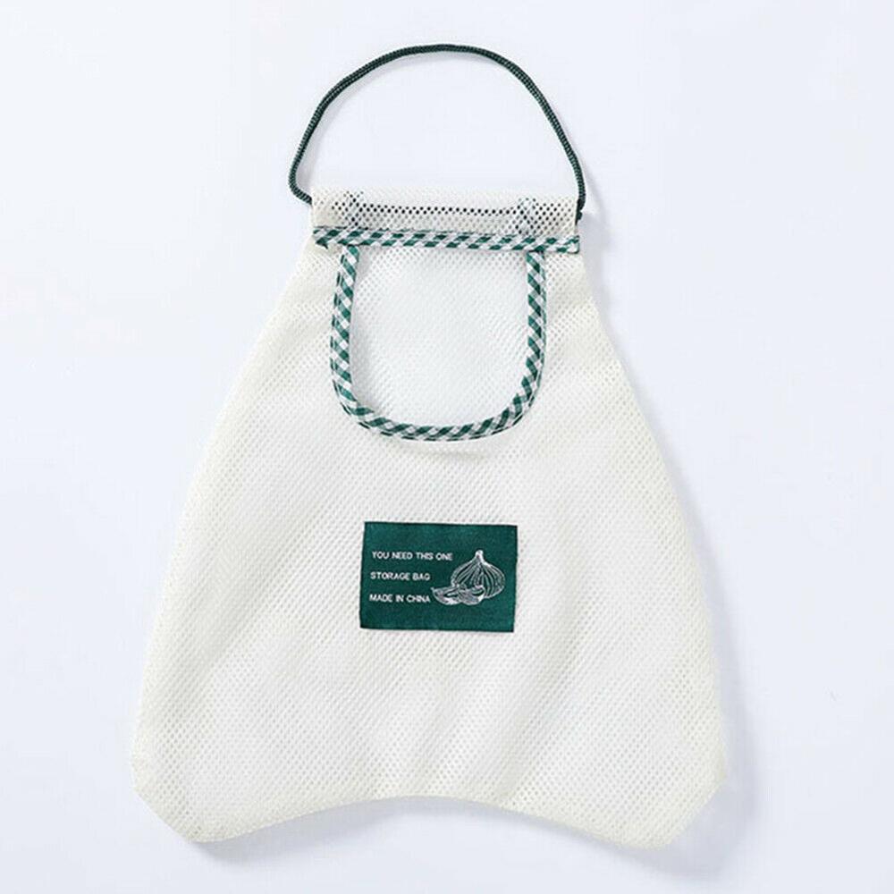 Sac de rangement suspendu pour légumes, oignons, pommes de terre, sac en maille respirant creux, sac de rangement en maille pour ail et gingembre: Blanc