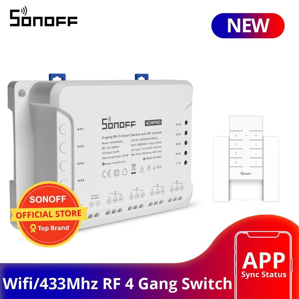 Sonoff 4CHPROR3 4 Gang Intelligente Draadloze Schakelaar Rf Schakelaar Module Breaker Wifi Smart Light Switch Werkt Met RM433 Controller