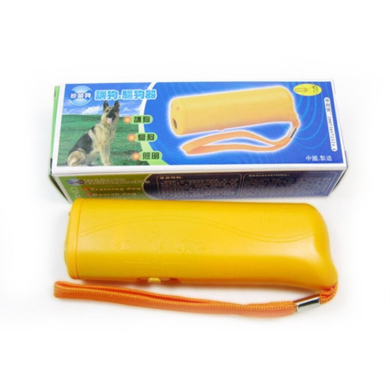 3 in 1 Ultrasonic Dog Anti Barking Training Device Trainer LED Ultrasonic Stop Barking ef: Yellow