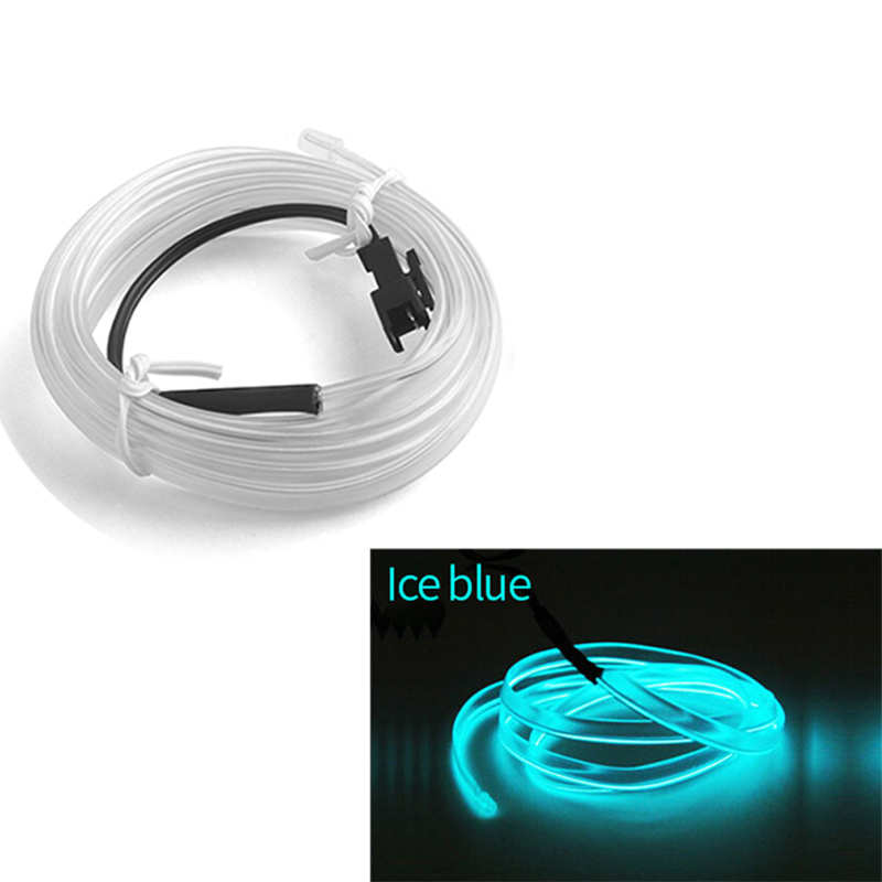 Striscia luminosa per atmosfera in fibra ottica al neon per illuminazione ambientale a portato da 5 metri per interni auto Decorazione USB kit luce flessibile fai-da-te: Azzurro di cristallo / 5500 k