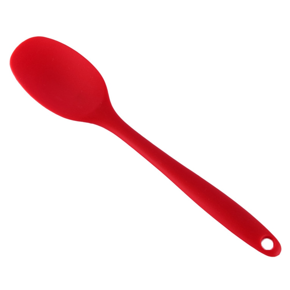 Silikone lang håndtag spatel non-stick skraber ske varmebestandig fleksibel ske køkkenredskab: Rød