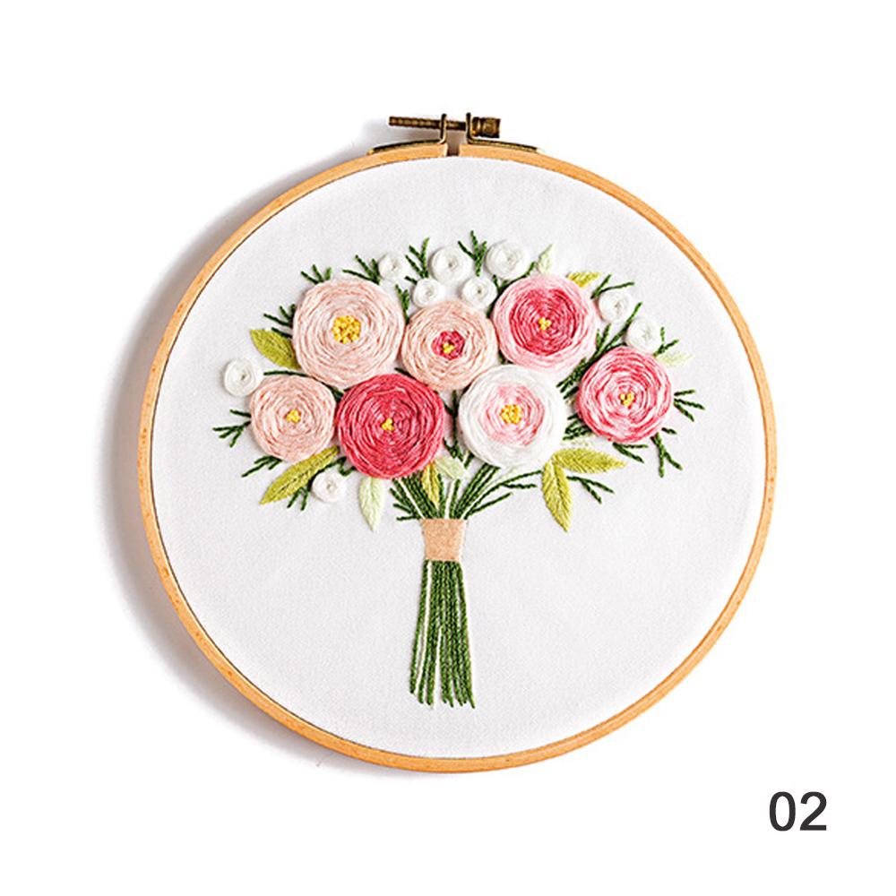 Konst franska diy blommor broderi ram ram handarbete nybörjare broderi material sömmar serie hantverk sömnad heminredning: 02