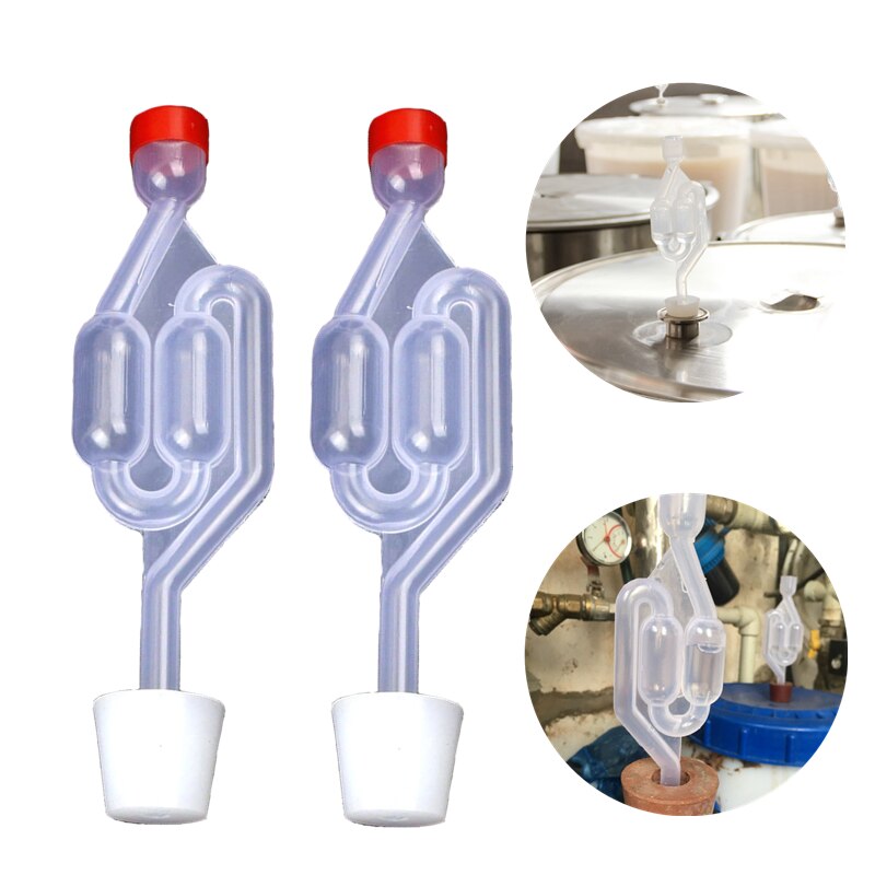 2pcs/Lot Home Brew Wine Fermentation Airlock With Silicone Stoppers Plug Airlock Seal Valve Bubbler Fermentation Brewing Tools