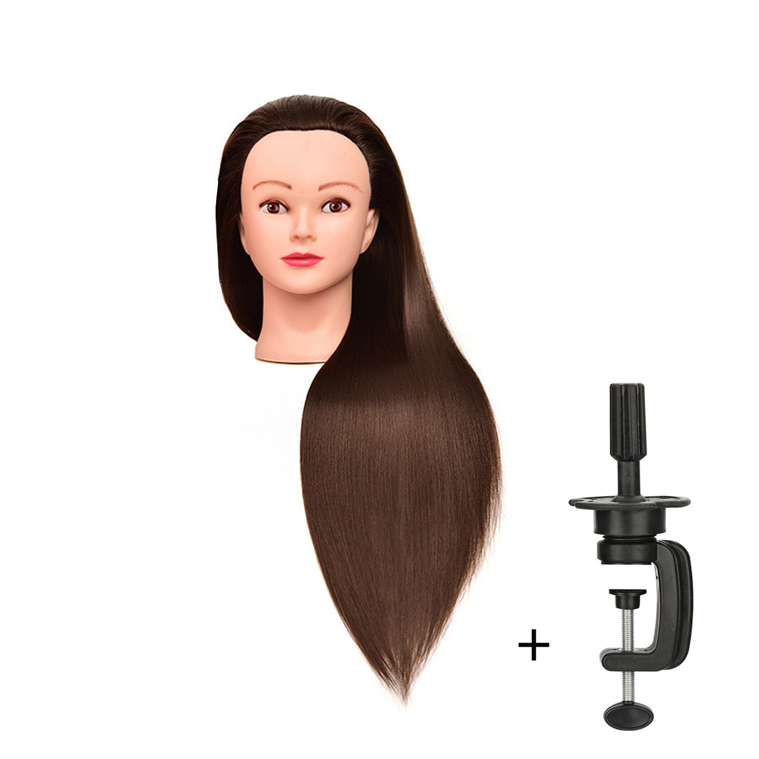 Cabeza de maniquí, cabeza de entrenamiento para peluquería trenzada, 100% de fibra de alta temperatura, maniquí femenino, cabeza de muñeca de entrenamiento