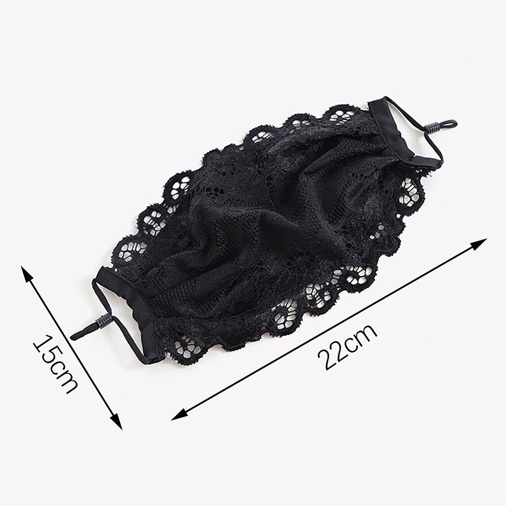 25 # Dames Zwarte Bloem Borduren Kant Masker Verstelbare Wasbare Herbruikbare Outdoor Mesh Dunne Ademende Zwarte Маски Для Лица Защи