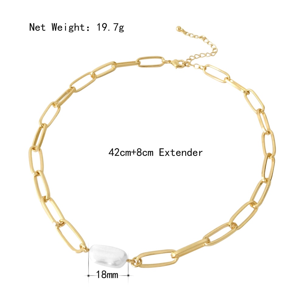 Gold Color Plating Irregular Pearl Pendant Necklace For Women Girl Delicate Bohemia Collar Jewelry
