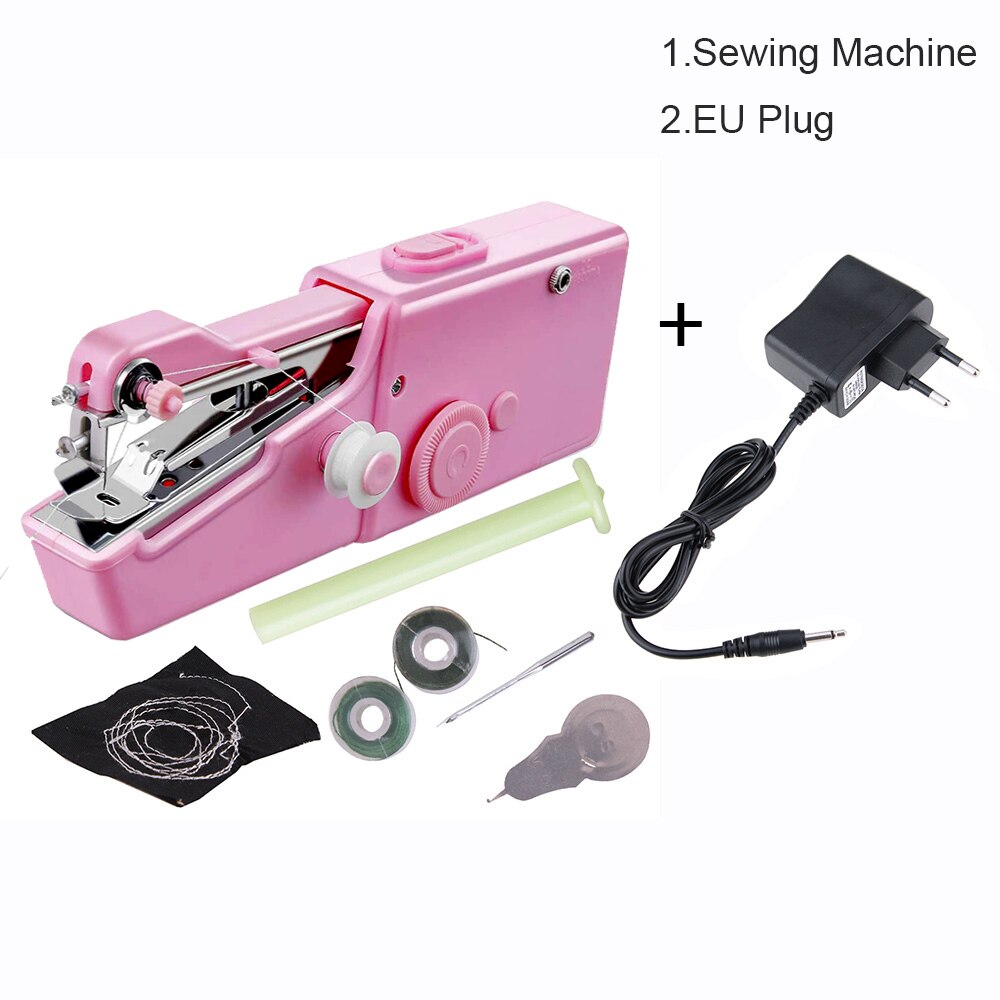 Portable Household Mini Hand Sewing Machine Stitch Patches Needlework Supplies Cordless Clothes DIY Fabrics Electronic Sew Tool: as the shows5