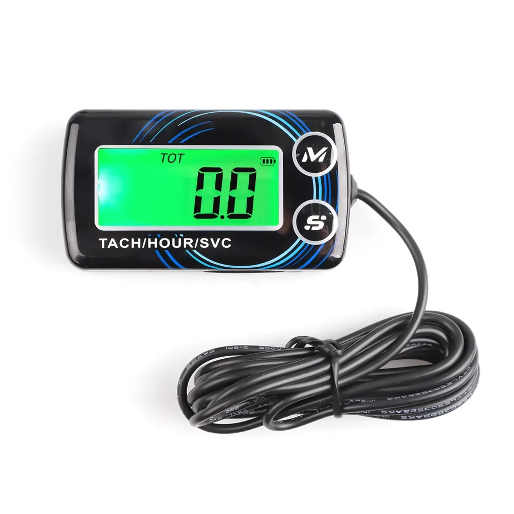 Digital Engine Tach Hour Meter Alert RPM Tachometer Gauge Backlit Resettable For Motorcycle Chainsaws Boats ATV Marine Glider: black