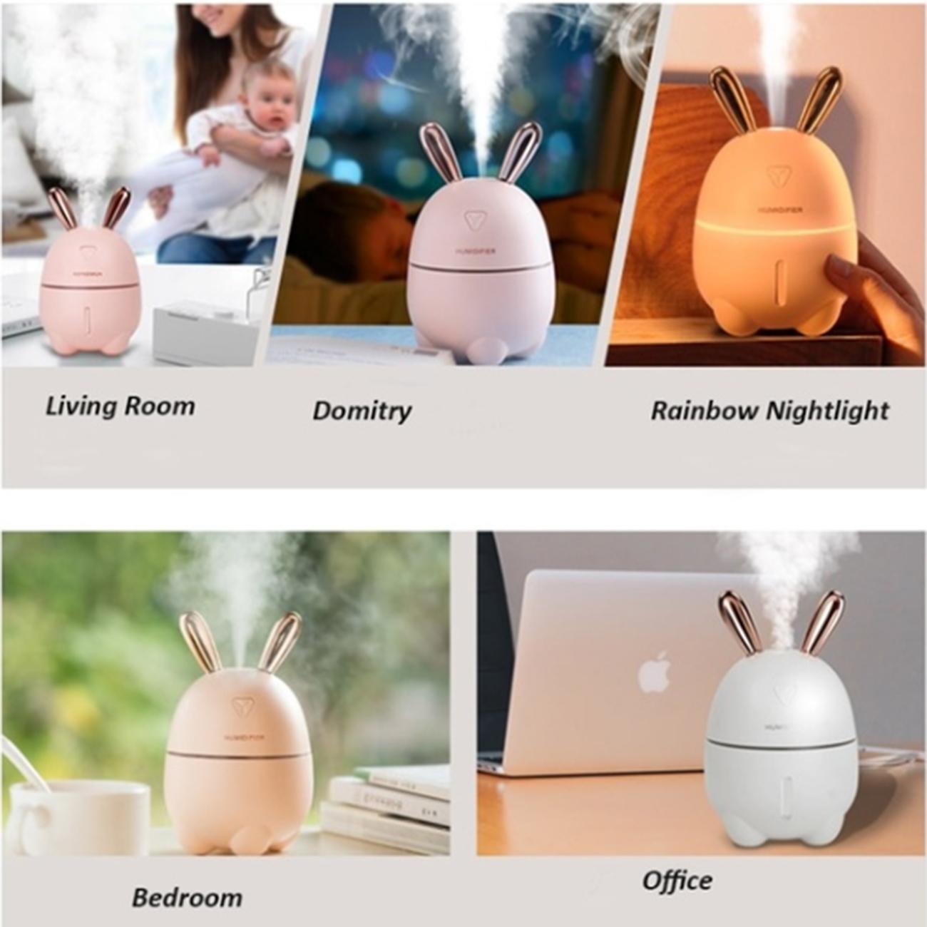 Mini Luchtbevochtiger Ultrasone Mute Cool Mist Geurende Lucht Olie Diffuser Met Kleur Led-verlichting Usb Oplader Leuke Huisdier Meisje Kids