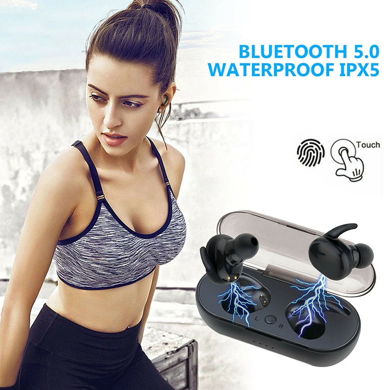 TWS Wireless Bluetooth earphone Sport Portable Wireless Bluetooth 5.0 Touch Earbuds 3D Stereo Sound Headset With Microphone