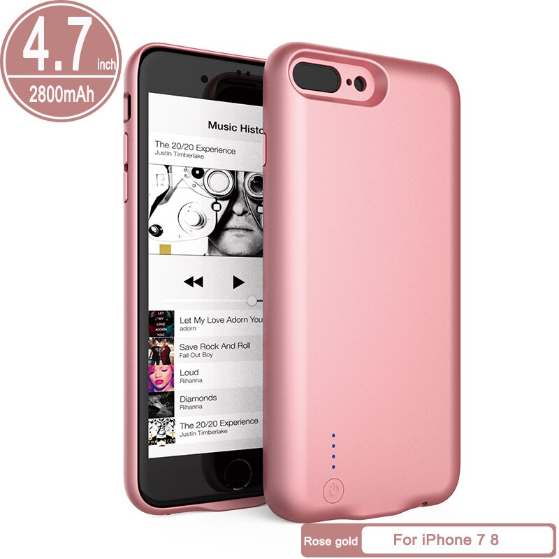 JAVY etui na ładowarkę do iPhone 6 6S 7 8 Plus przenośna ładowarka do banku mocy Ultra Slim Powerbank do ładowania: RG2800mAh i7 i8