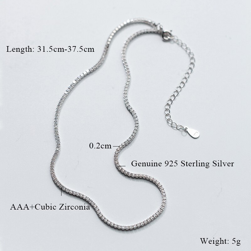 100 echtes 925 Sterling Silber Halskette Luxus Zi... Grandado