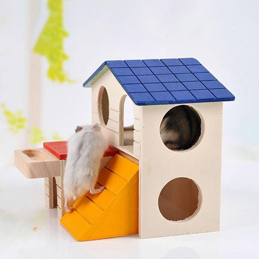 1Pc Wood Cute 2 Layers Wooden Hamster Sleeping Gri... – Vicedeal