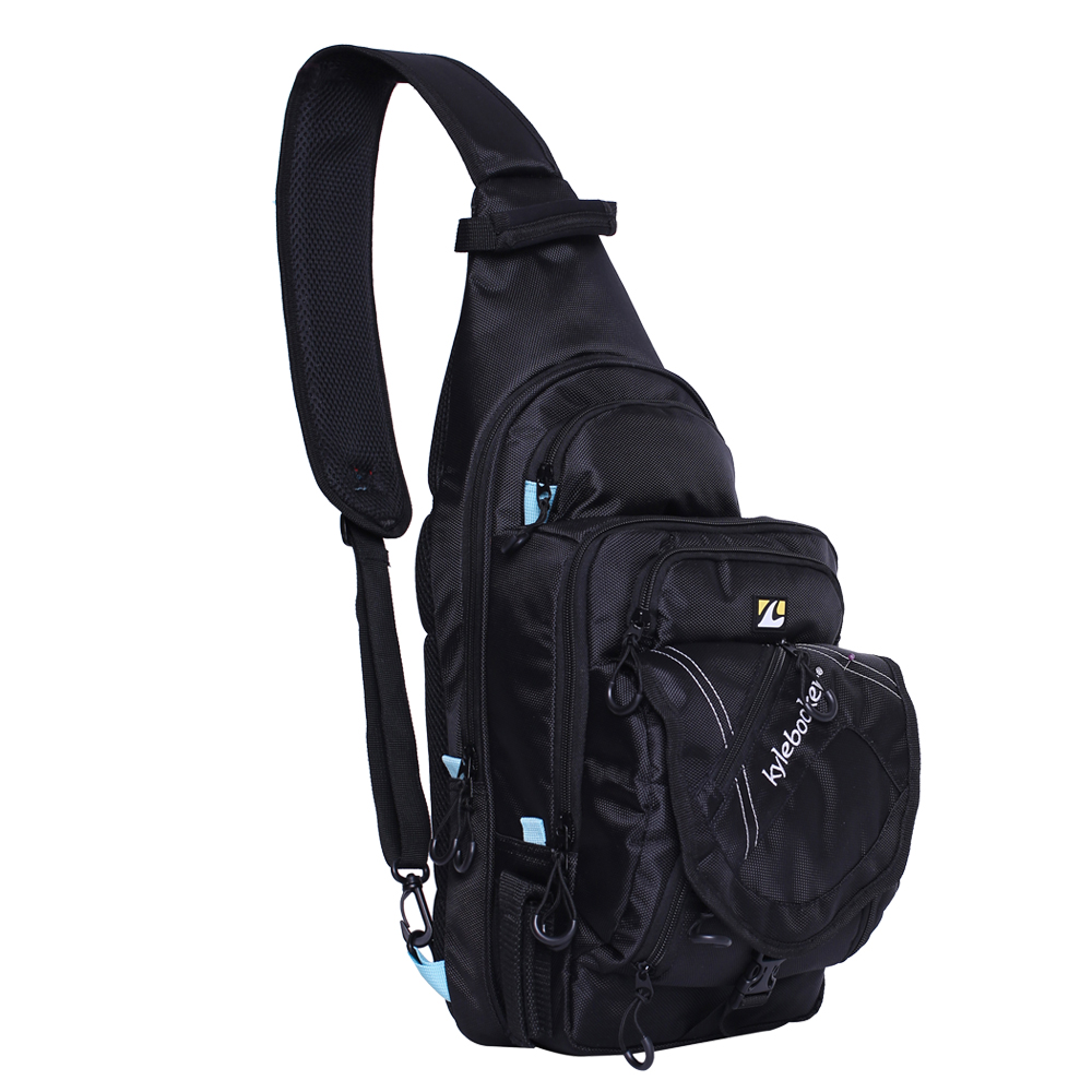 Sling Fishing Pack Multi Function Fishing Gear Backpack Fishing Tackle Shoulder Tool Bag for Outdoor Activities: Black with Blue
