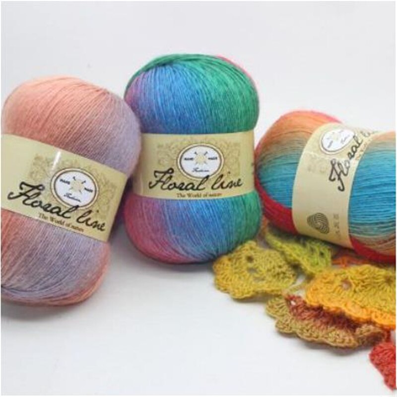 1pc 100g sektion farvet uld regnbue garn hånd strik hæklet tykt garn gør det selv håndværk varmt tørklæde sweater pude 360m