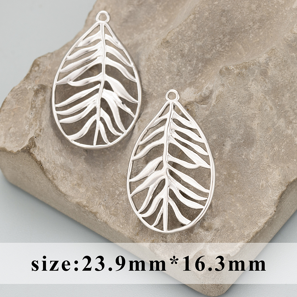 GUFEATHER MD66, sieraden accessoires, 18k goud rhodium plated, koper, bladvorm, sieraden maken, bedels, diy hangers, 6 stks/partij: Roze