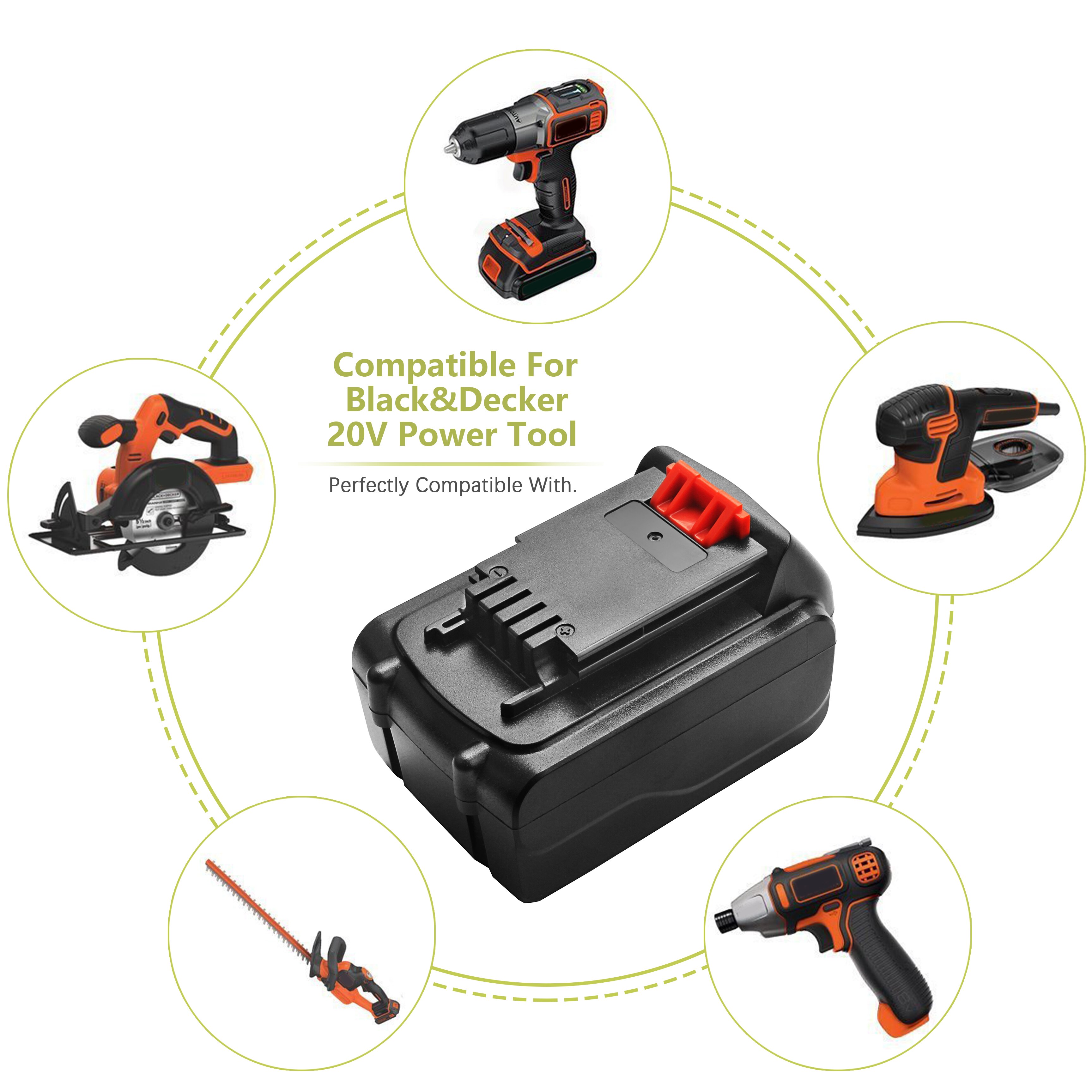 Turpow 20V 6000mAh Power Tool Battery - Replacement for Black & Decker LBXR20 LB20