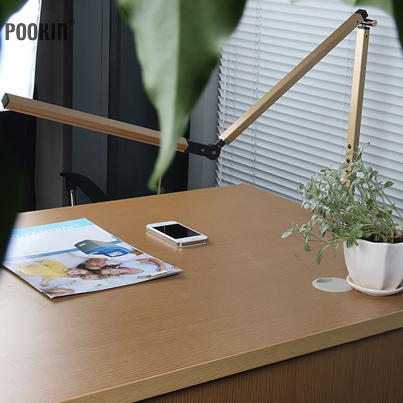 Brazo Largo lámpara de escritorio con Clip Oficina lámpara de escritorio Led ojo-Protección de larga vida libro lámpara para dormitorio Led luz 3-nivel de brillo y Color