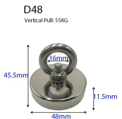 D48 D60 D75 Vissen Magneten Zoeken Magneet Vissen Imanes Haak Magneet Sterke Magneet vissen Pot Diepzee Salvage Iman Aimant: D48(48KG MAX)