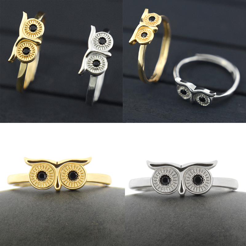 Anillo Vintage con de búho y águila para hombre y mujer, sortija ajustable, estilo Retro antiguo, Animal de amor de EE. UU., para mujer