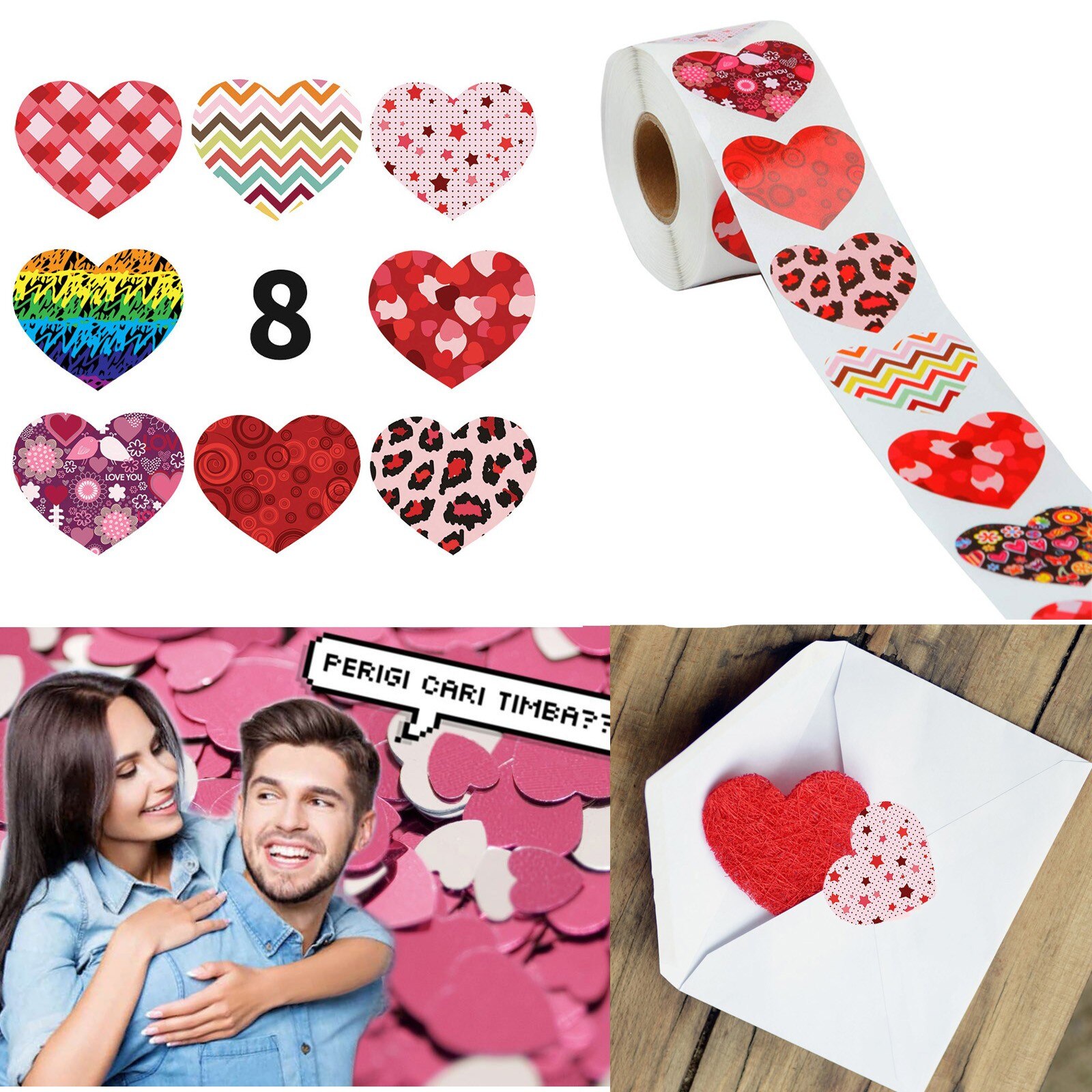 500Pcs/Roll Valentijnsdag Snoep Verpakking Geschenkdozen Sticker Dragee Cupcake Doos Cookie Kraftpapier Sticker Verpakking papier