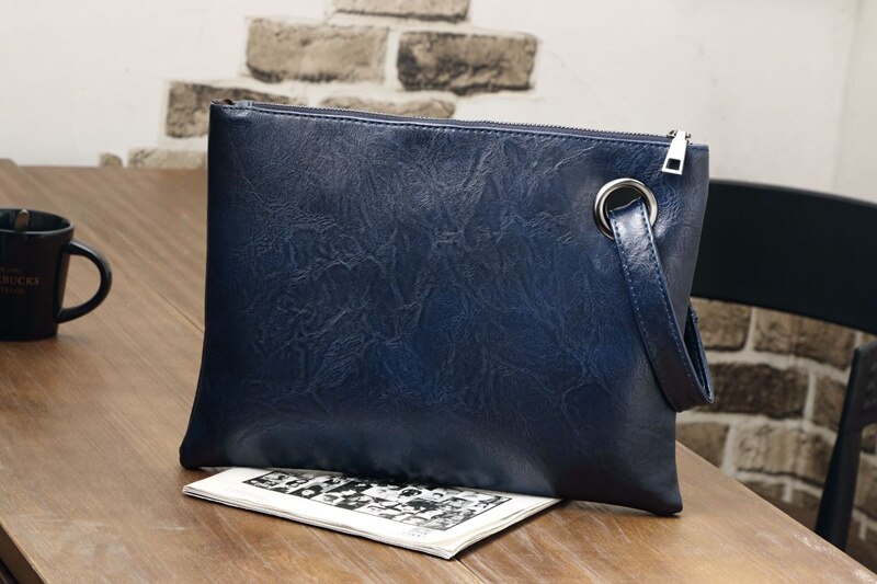 Solid Handtas Vrouwen Tassen Lederen Vrouwen Rits Envelop Tas Avond Vrouwelijke Dag Koppelingen Handtas Clutch Bag: F0017-navy
