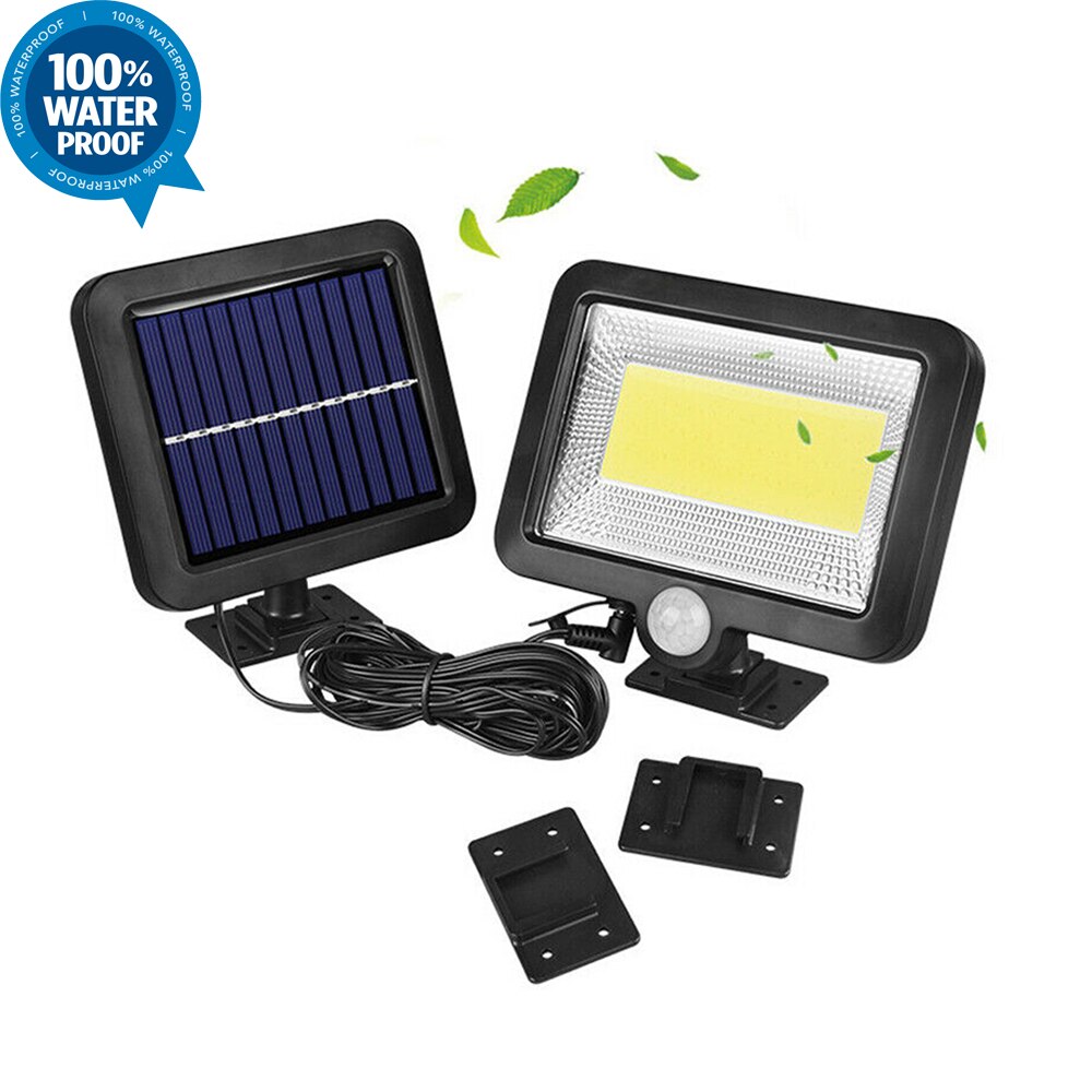 Pir bevægelsessensor outdooe gadelys solpanel strøm 30w 600lm cob 120/100 led vandtæt sollys væg have solcellelamper
