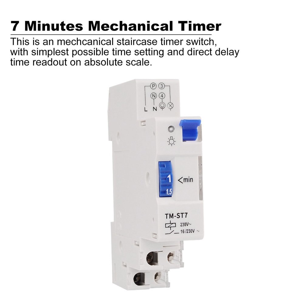 220V 7 Minutes Mechanical Timer 18mm Single Module Din Rail Staircase Timer Time Switch Instruments