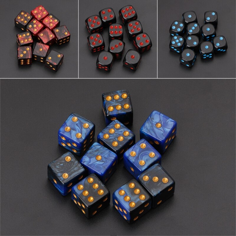 10pcs 15mm Multicolor Acrylic Cube Dice Beads Six Sides Drinking Dice Portable Table Games Toy