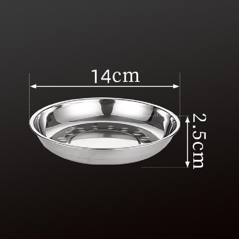 1pcs stainless steel dinner plate fruit dinner plate thickened deep disc pastry bread dish barbecue plate kitchen supplies: b