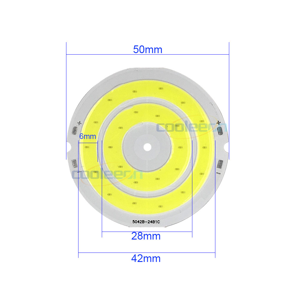 Luz LED de 3V, 50mm de diámetro, Chip COB redondo, lámpara LED de doble anillo, bombilla LED de 3,7 V y 5W para luces de trabajo DIY, iluminación de decoración del hogar