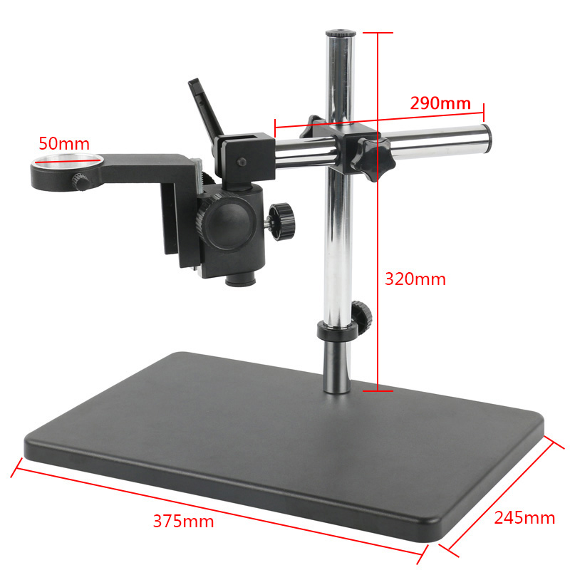 50mm Focusing Zoom Monocular Video Microscope Multi Axis Adjustable Boom Table Working Stand Holder Support For HDMI USB Camera