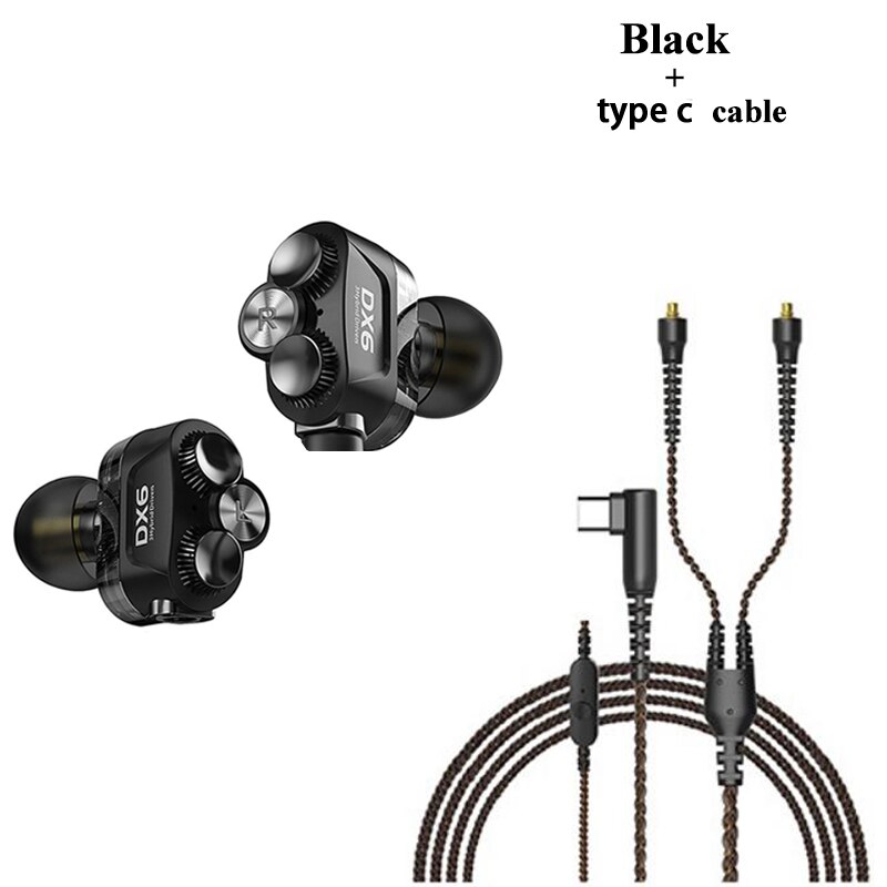 Plextone DX6 Lösen Sport Kopfhörer Kombinierbar Bluetooth 5,0 3,5mm HIFI Stereo Bass kopfhörer TYP C Verdrahtet Ohrhörer MMCX Kabel: black  type-c mic