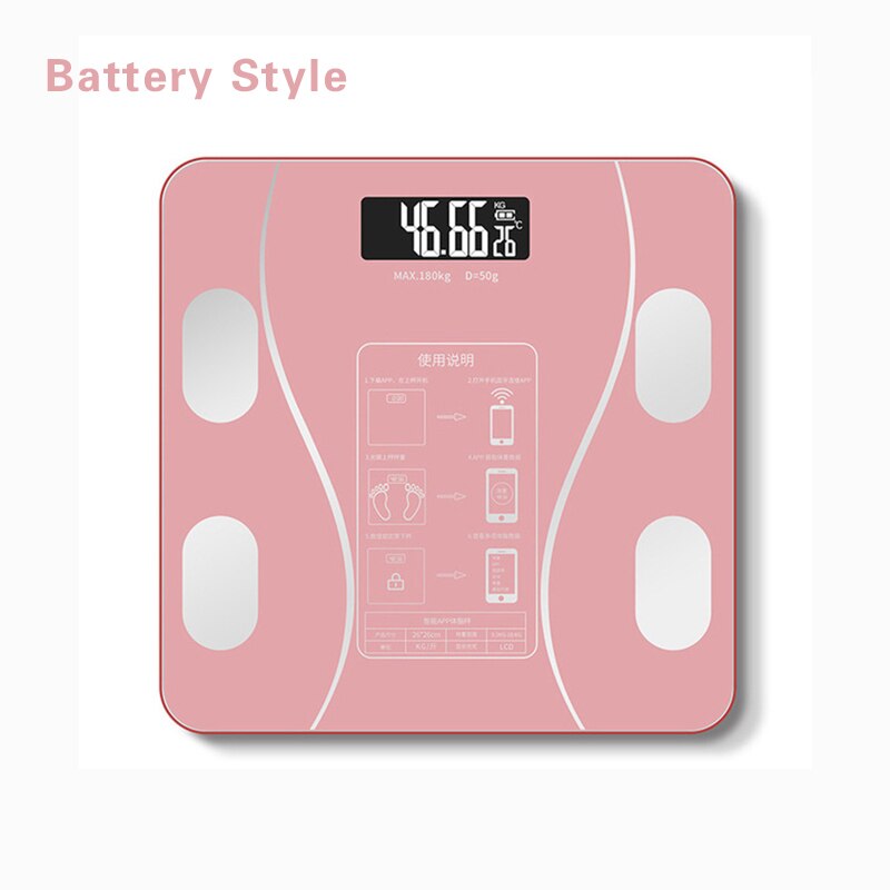 Smart Bluetooth Body Fat Scale Floor Bathroom Weight LED Digital Display Scale Body Composition Analyzer With Smartphone App: Battery Golden