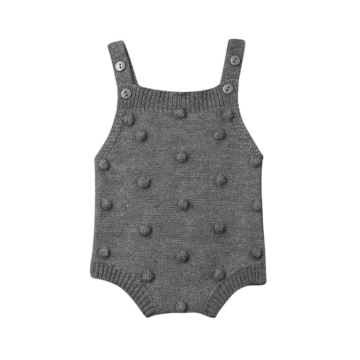 Pudcoco Gebreide Mouwloze Romper Pasgeborenen Baby Jongen Meisje Vest Babygrow Jumpsuit Winter Kleding Overalls Dots Outfits: Grijs / 18m