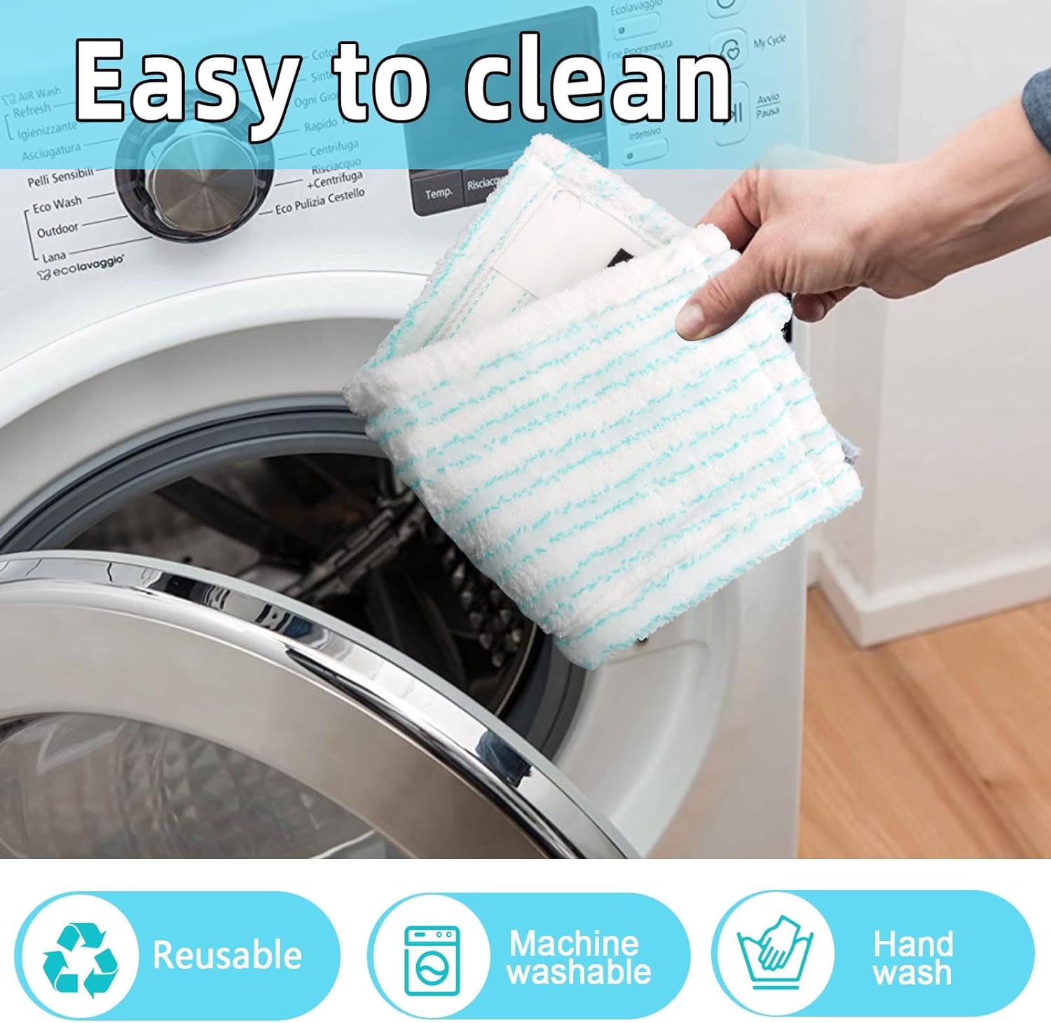 Floor Mop Covers for Leifheit Clean Twist M Ergo Micro Duo, Wiper Covers, Microfiber Mop Head for Absorbent Floor Mop, No. 52123